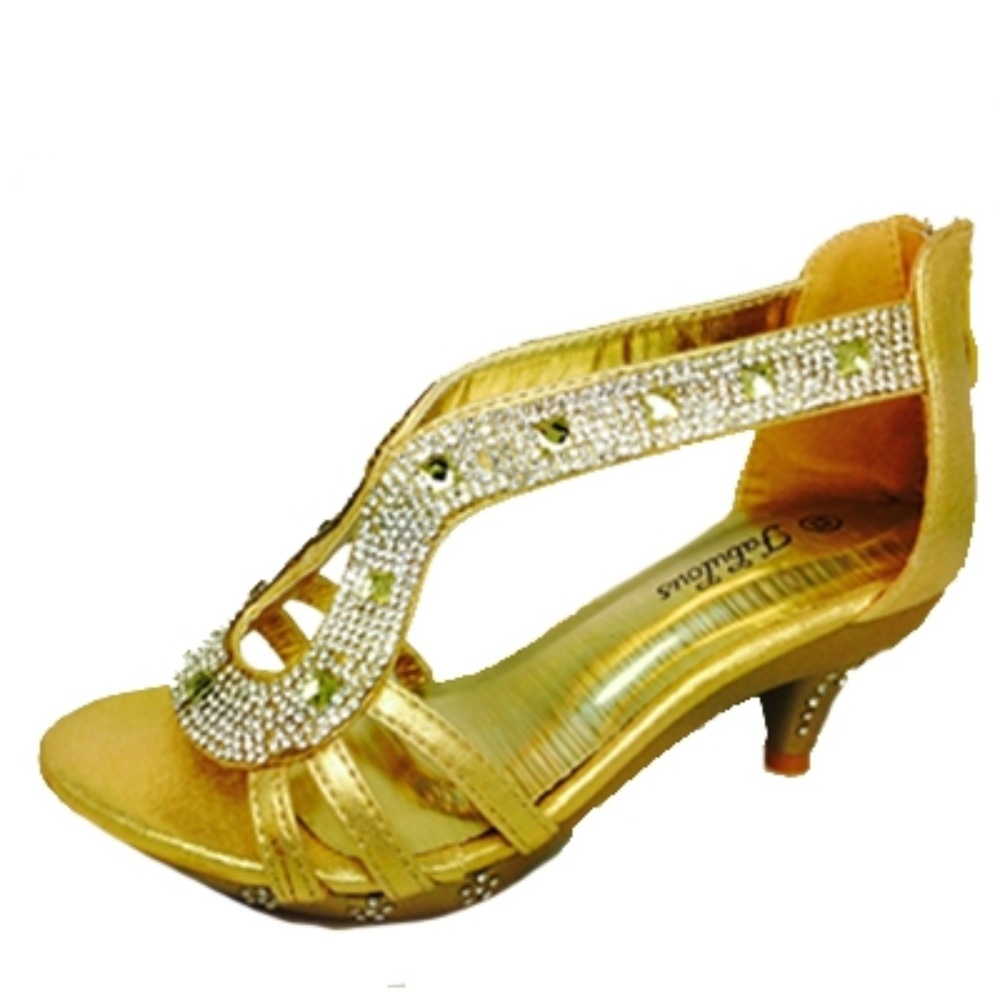 87k Sparkle Bling Strappy Dress Sandals Gold Shoes